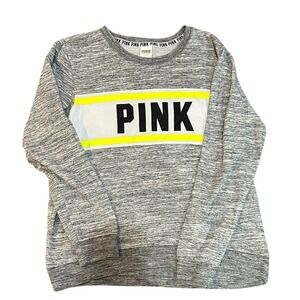 PINK Victoria's Secret Gray Sweatshirt with Yellow Accents